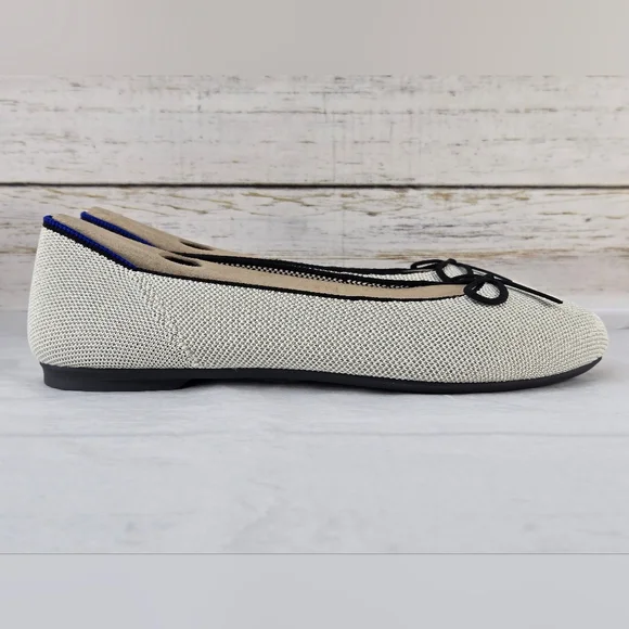 Rothy's The Ballet Flat Bow Accent Round Toe Diamond Metallic Women's Size 8.5 - Picture 5 of 14